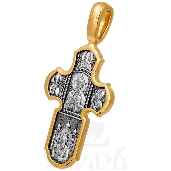 крест «господь вседержитель. икона божией матери «нерушимая стена», серебро 925 проба с золочением (арт. 101.098)