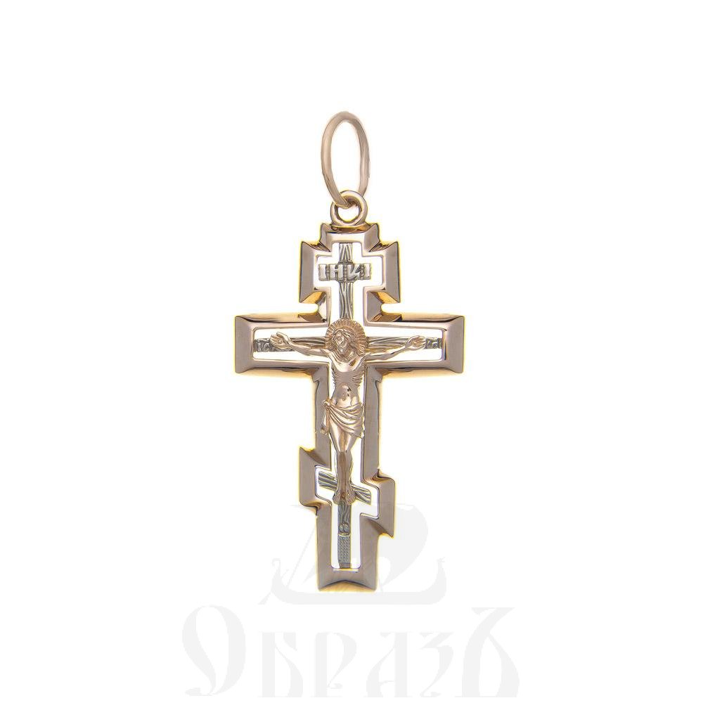 золотой восьмиконечный крест с молитвой "спаси и сохрани", 585 проба желтого и белого цвета (арт. п10154-з5кб)