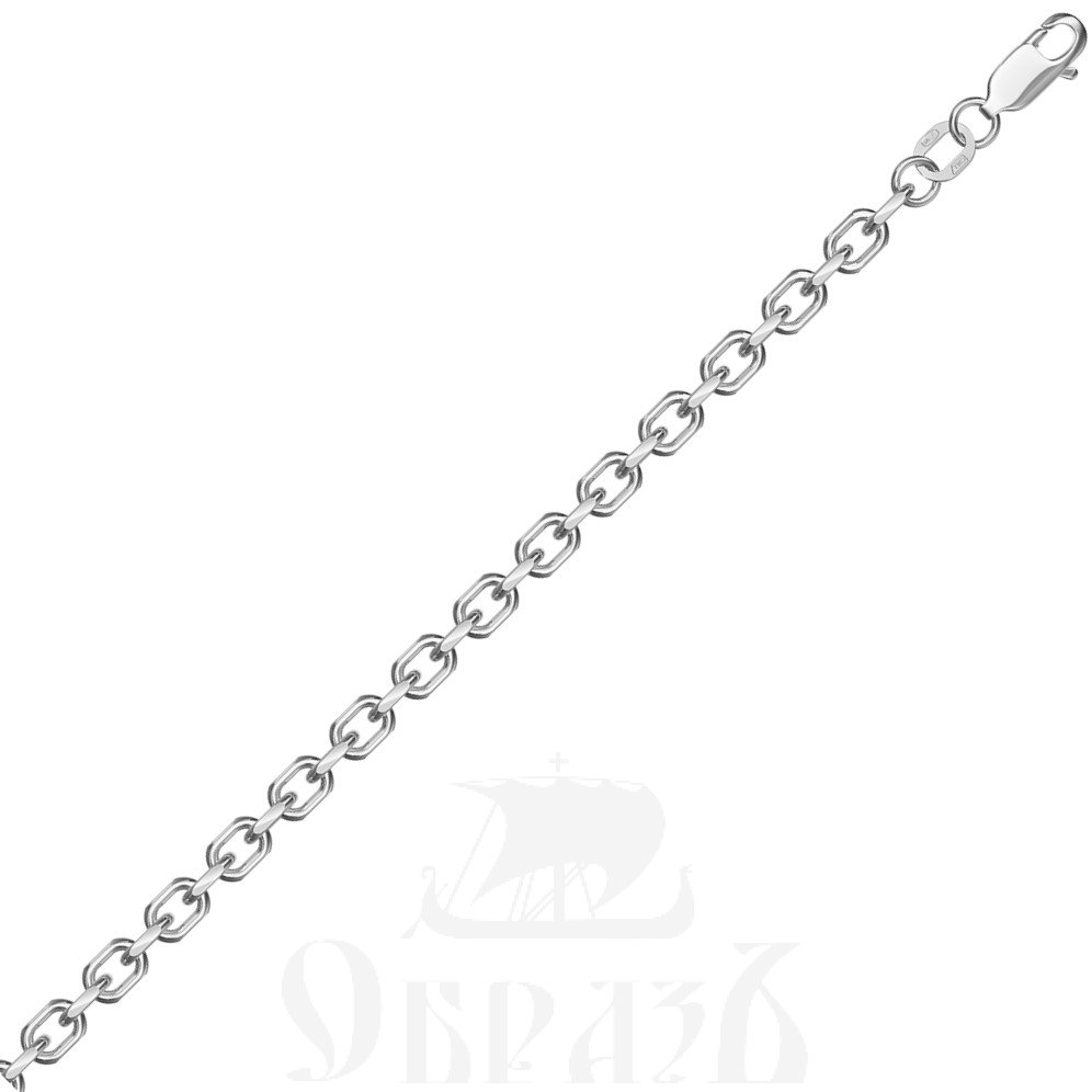 цепь плетение "ролло с удлиненным звеном" серебро 925 пробы с родиевым покрытием (арт. нц 22-206а-3 d1,00)