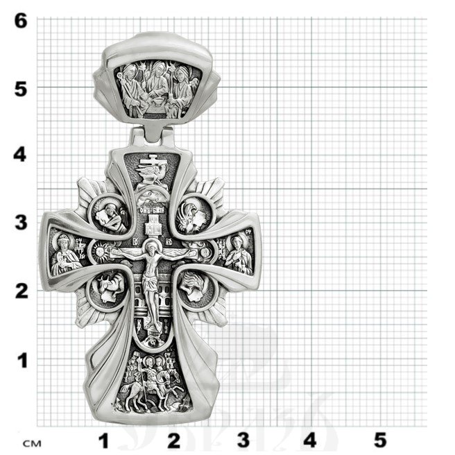 крест «распятие. икона божией матери «державная», золото 585 проба белое (арт. 201.227-3)