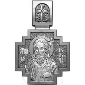 нательная икона св. пророк иоанн предтеча и креститель господень, серебро 925 проба с родированием (арт. 06.072р)