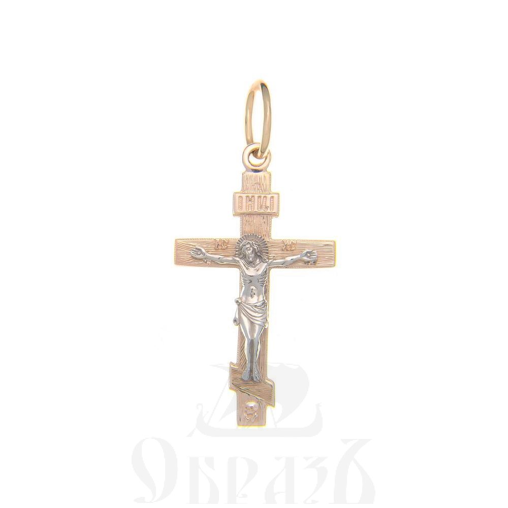 золотой восьмиконечный крест с молитвой "спаси и сохрани", 585 проба желтого и белого цвета (арт. п10111-з5жб)